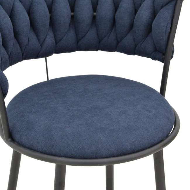 Alkia I pakoworld armchair fabric in dark blue shade - black metal leg 57x58.5x72cm