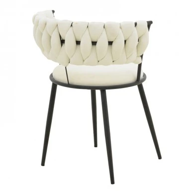 Alkia I pakoworld armchair fabric in ecru shade - black metal leg 57x58.5x72cm