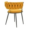 Alkia I pakoworld armchair fabric in yellow shade - black metal leg 57x58.5x72cm