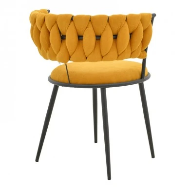 Alkia I pakoworld armchair fabric in yellow shade - black metal leg 57x58.5x72cm