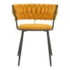Alkia I pakoworld armchair fabric in yellow shade - black metal leg 57x58.5x72cm