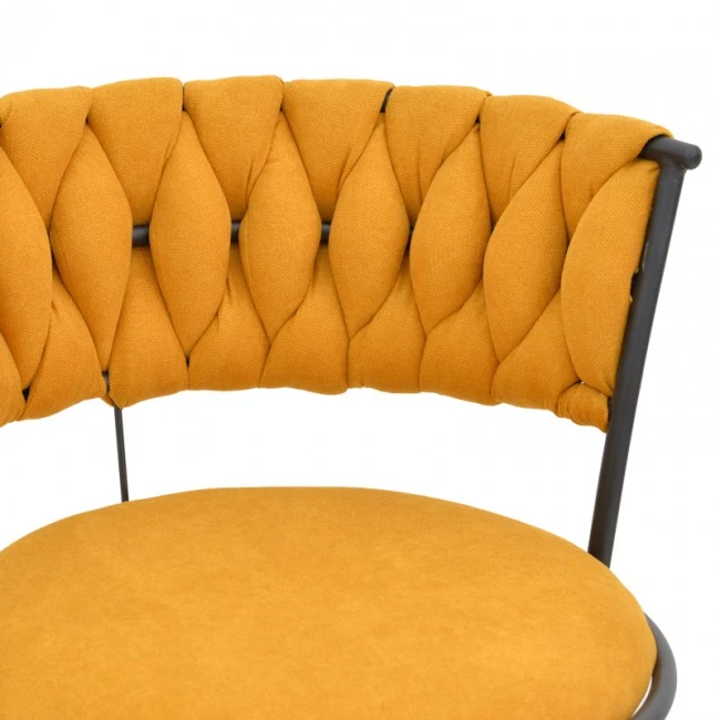 Alkia I pakoworld armchair fabric in yellow shade - black metal leg 57x58.5x72cm