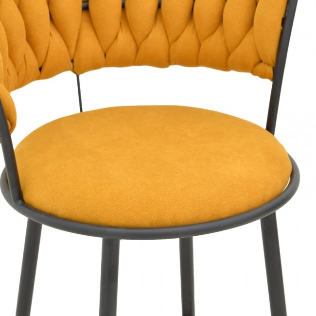 Alkia I pakoworld armchair fabric in yellow shade - black metal leg 57x58.5x72cm