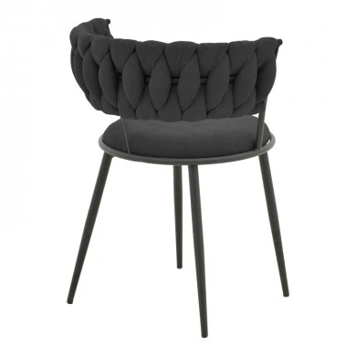Alkia I pakoworld armchair fabric in black shade - black metal leg 57x58.5x72cm