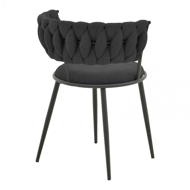 Alkia I pakoworld armchair fabric in black shade - black metal leg 57x58.5x72cm