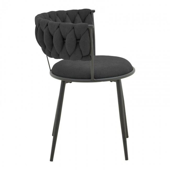 Alkia I pakoworld armchair fabric in black shade - black metal leg 57x58.5x72cm