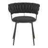 Alkia I pakoworld armchair fabric in black shade - black metal leg 57x58.5x72cm