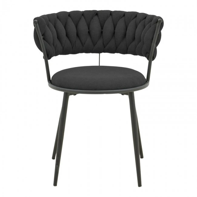 Alkia I pakoworld armchair fabric in black shade - black metal leg 57x58.5x72cm