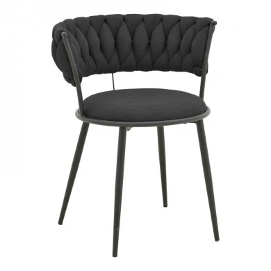 Alkia I pakoworld armchair fabric in black shade - black metal leg 57x58.5x72cm