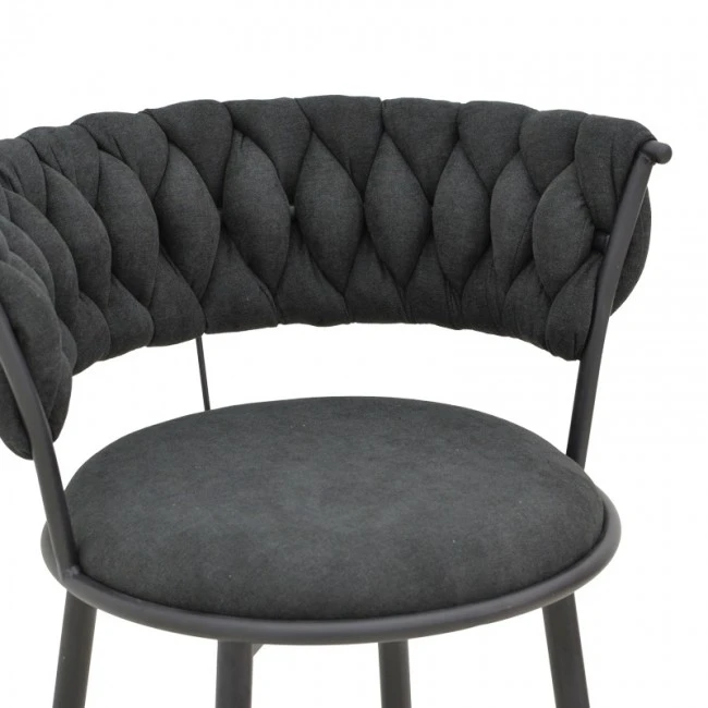 Alkia I pakoworld armchair fabric in black shade - black metal leg 57x58.5x72cm