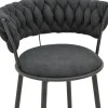 Alkia I pakoworld armchair fabric in black shade - black metal leg 57x58.5x72cm