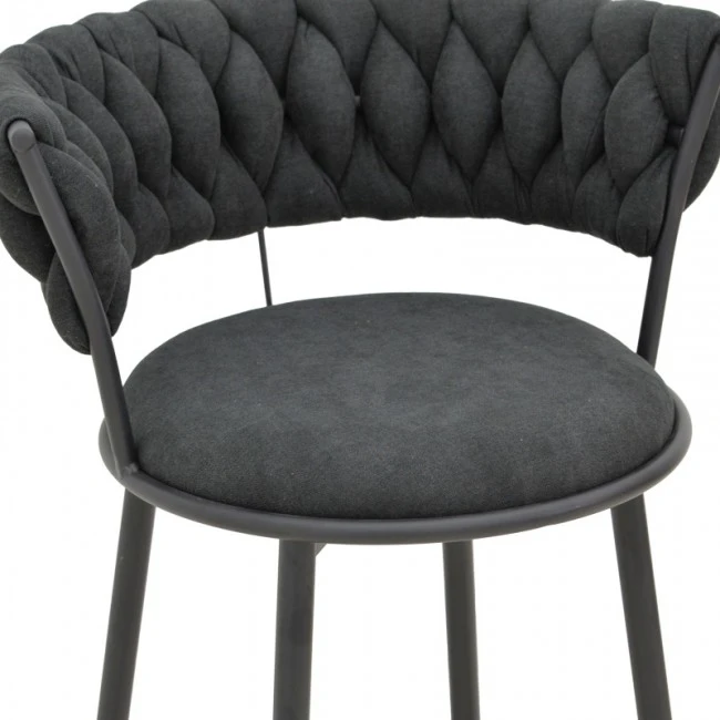 Alkia I pakoworld armchair fabric in black shade - black metal leg 57x58.5x72cm