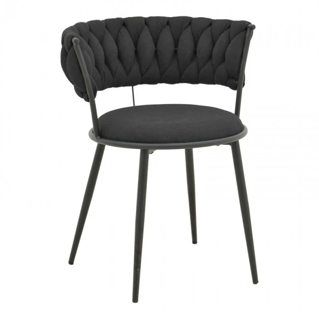 Alkia I pakoworld armchair fabric in black shade - black metal leg 57x58.5x72cm