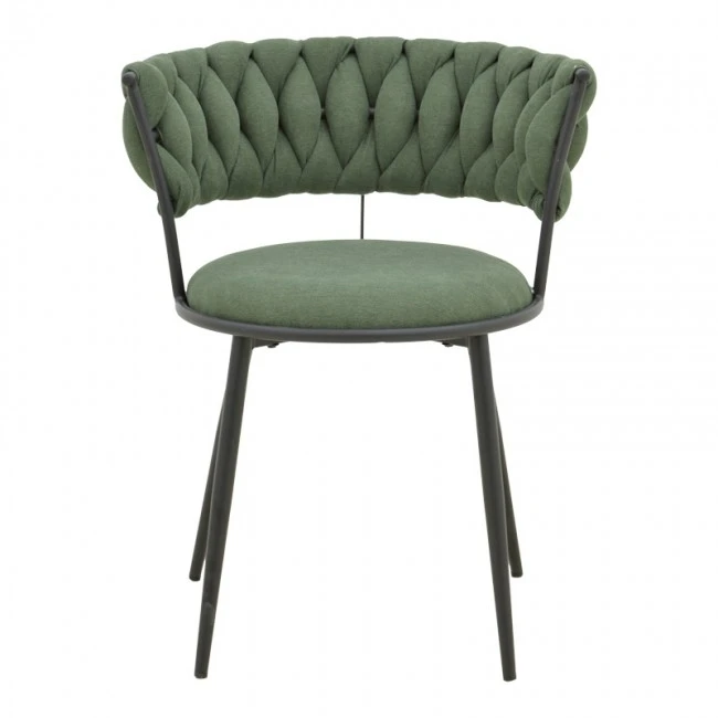 Alkia I pakoworld armchair fabric in chaki shade - black metal leg 57x58.5x72cm