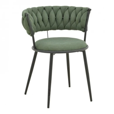 Alkia I pakoworld armchair fabric in chaki shade - black metal leg 57x58.5x72cm