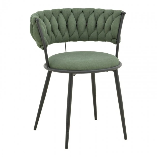 Alkia I pakoworld armchair fabric in chaki shade - black metal leg 57x58.5x72cm