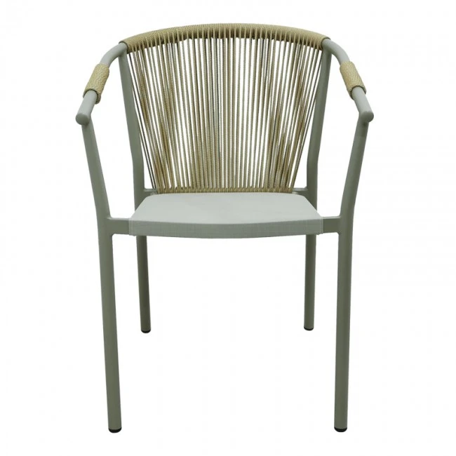 Convince aluminum armchair pakoworld stackable with brown frame-textilene-pe rattan 56x63x82cm