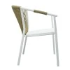 Aluminum armchair Convince pakoworld stackable with white frame-textilene-pe rattan in natural shade 56x63x82cm
