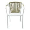 Aluminum armchair Convince pakoworld stackable with white frame-textilene-pe rattan in natural shade 56x63x82cm