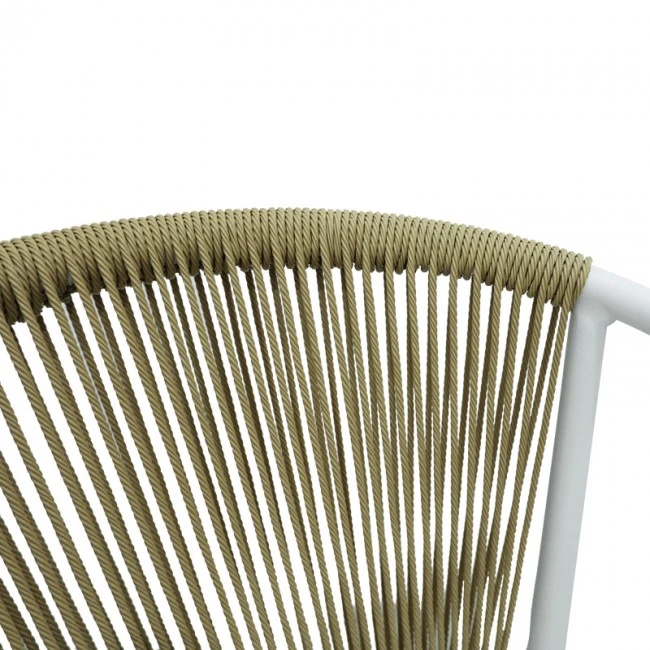 Aluminum armchair Convince pakoworld stackable with white frame-textilene-pe rattan in natural shade 56x63x82cm
