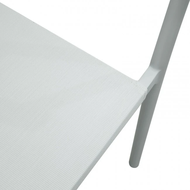 Aluminum armchair Convince pakoworld stackable with white frame-textilene-pe rattan in natural shade 56x63x82cm