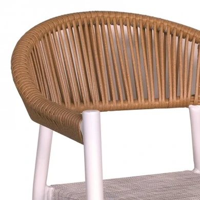 Elation aluminum armchair pakoworld stackable white frame-textilene natural rattan 56x52x76cm