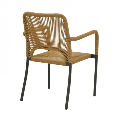 Aluminum armchair Norture pakoworld stackable anthracite frame-natural rattan 57x63x82cm