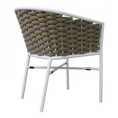 Aluminum armchair Noevo pakoworld stackable with white frame-natural rope 57x62x76cm