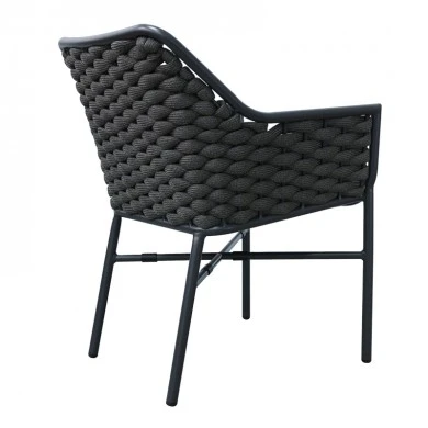Ortegia pakoworld stackable aluminum armchair with anthracite frame and rope 57x62x82cm