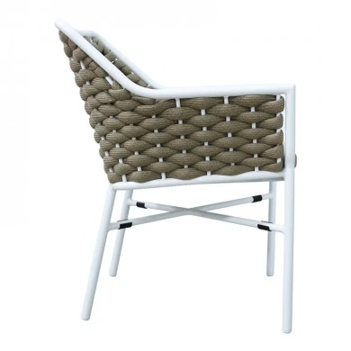 Ortegia pakoworld stackable aluminum armchair with white frame-khaki rope 57x62x82cm