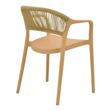 Ankara armchair pakoworld stackable pp cappuccino shade with beige rattan 57x48x80cm