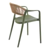 Ankara pakoworld stackable armchair pp in olive green color and natural color pe rattan 54x55.5x77cm