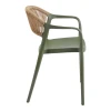 Ankara pakoworld stackable armchair pp in olive green color and natural color pe rattan 54x55.5x77cm