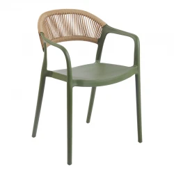 Ankara pakoworld stackable armchair pp in olive green color and natural color pe rattan 54x55.5x77cm Ankara pakoworld stackable armchair pp in olive green color and natural color pe rattan 54x55.5x77cm