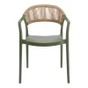 Ankara pakoworld stackable armchair pp in olive green color and natural color pe rattan 54x55.5x77cm