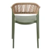 Ankara pakoworld stackable armchair pp in olive green color and natural color pe rattan 54x55.5x77cm