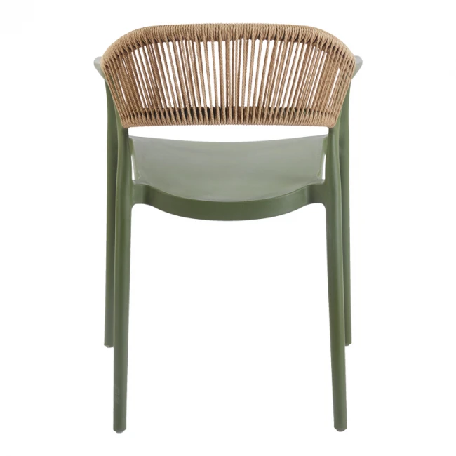 Ankara pakoworld stackable armchair pp in olive green color and natural color pe rattan 54x55.5x77cm