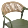 Ankara pakoworld stackable armchair pp in olive green color and natural color pe rattan 54x55.5x77cm