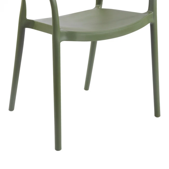 Ankara pakoworld stackable armchair pp in olive green color and natural color pe rattan 54x55.5x77cm
