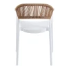 Ankara pakoworld stackable armchair pp in white color and natural color pe rattan 54x55.5x77cm