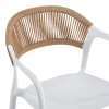Ankara pakoworld stackable armchair pp in white color and natural color pe rattan 54x55.5x77cm