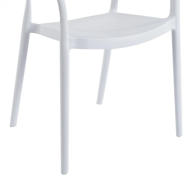 Ankara pakoworld stackable armchair pp in white color and natural color pe rattan 54x55.5x77cm