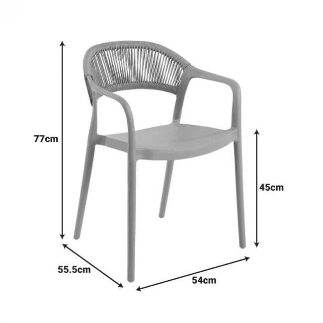 Ankara pakoworld stackable armchair pp in white color and natural color pe rattan 54x55.5x77cm