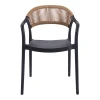 Ankara pakoworld stackable armchair pp in black color and natural color pe rattan 54x55.5x77cm