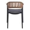 Ankara pakoworld stackable armchair pp in black color and natural color pe rattan 54x55.5x77cm