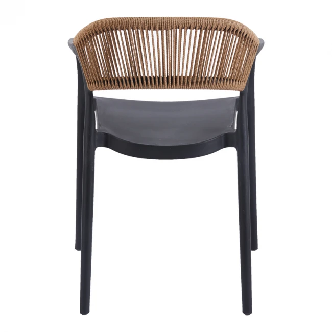 Ankara pakoworld stackable armchair pp in black color and natural color pe rattan 54x55.5x77cm