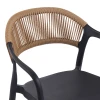 Ankara pakoworld stackable armchair pp in black color and natural color pe rattan 54x55.5x77cm
