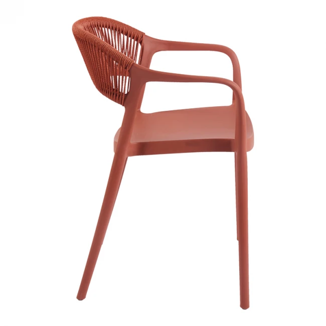 Ankara pakoworld stackable armchair pp in terracotta color pe rattan 54x55.5x77cm
