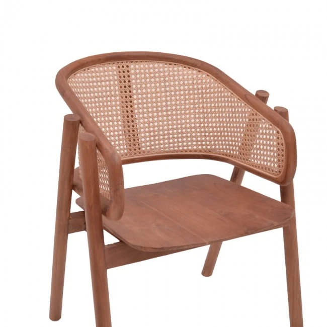 Armchair Anlene pakoworld natural teak wood natural rattan 62x54x82cm