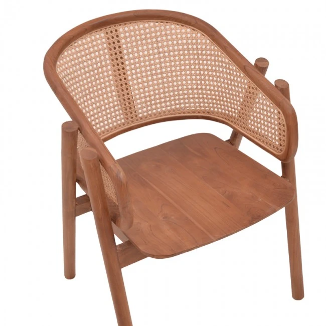 Armchair Anlene pakoworld natural teak wood natural rattan 62x54x82cm